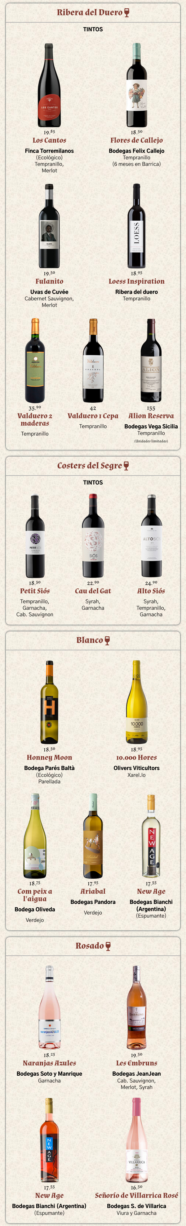 Menu QR Catalina vino blanco