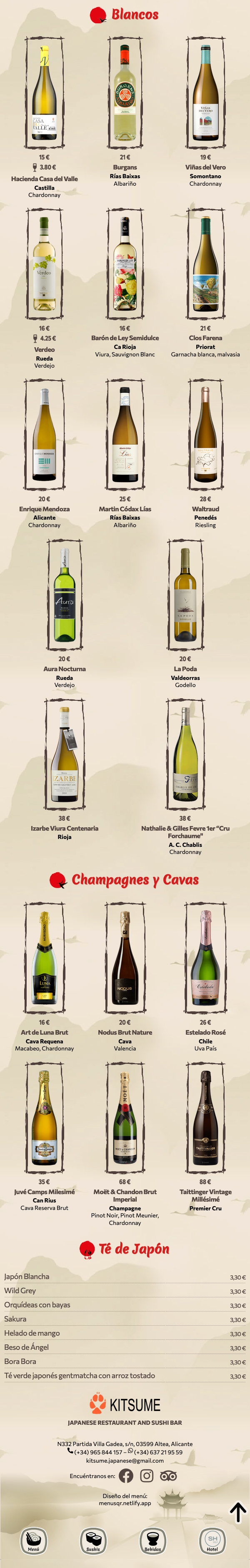 Menu QR Kitsume vinos