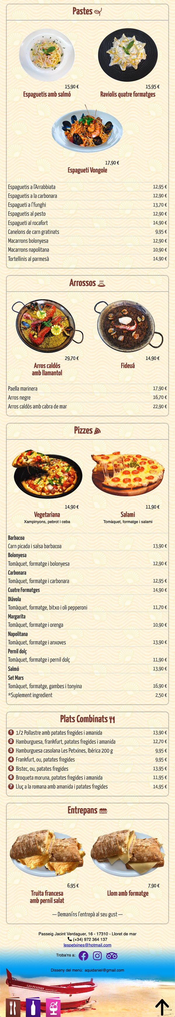 Menu QR Les Petxines comidas