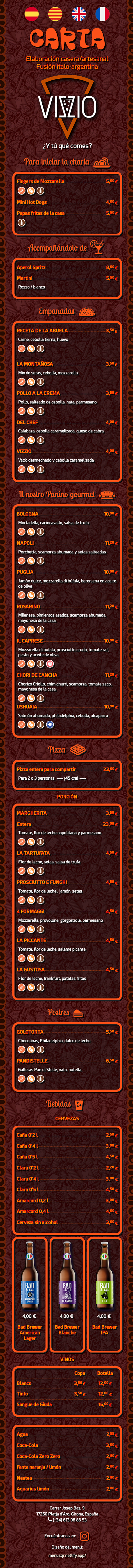 Menu QR Vizzio