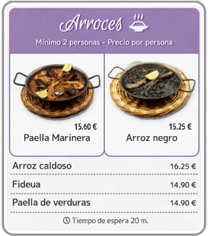 Foto platos y listado Foto + listado